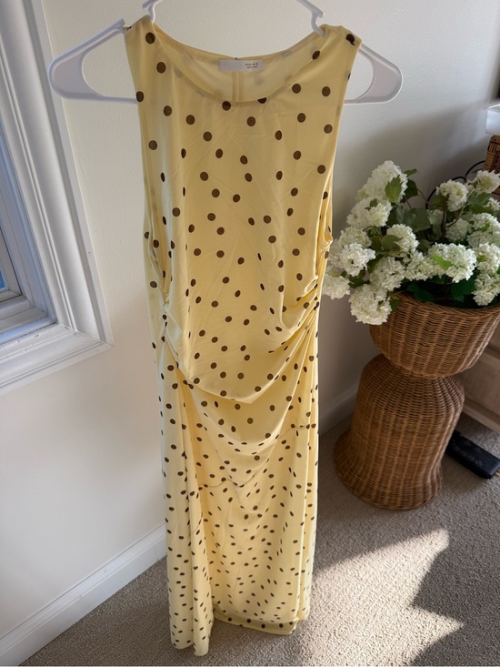 Zara Dresses & Skirts - Zara Women’s Yellow and Brown Polka Dot Midi Dress